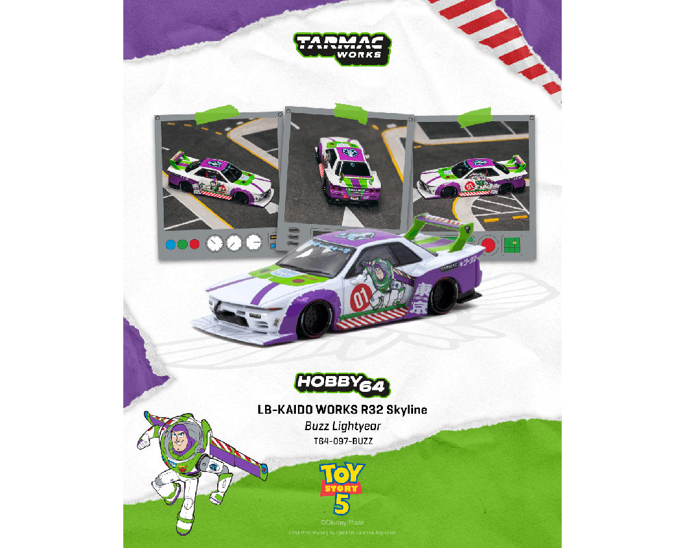 Preorder) Tarmac Works 1:64 LB-Kaido Works R32 SKYLINE Disney Buzz Lightyear – White- Hobby64