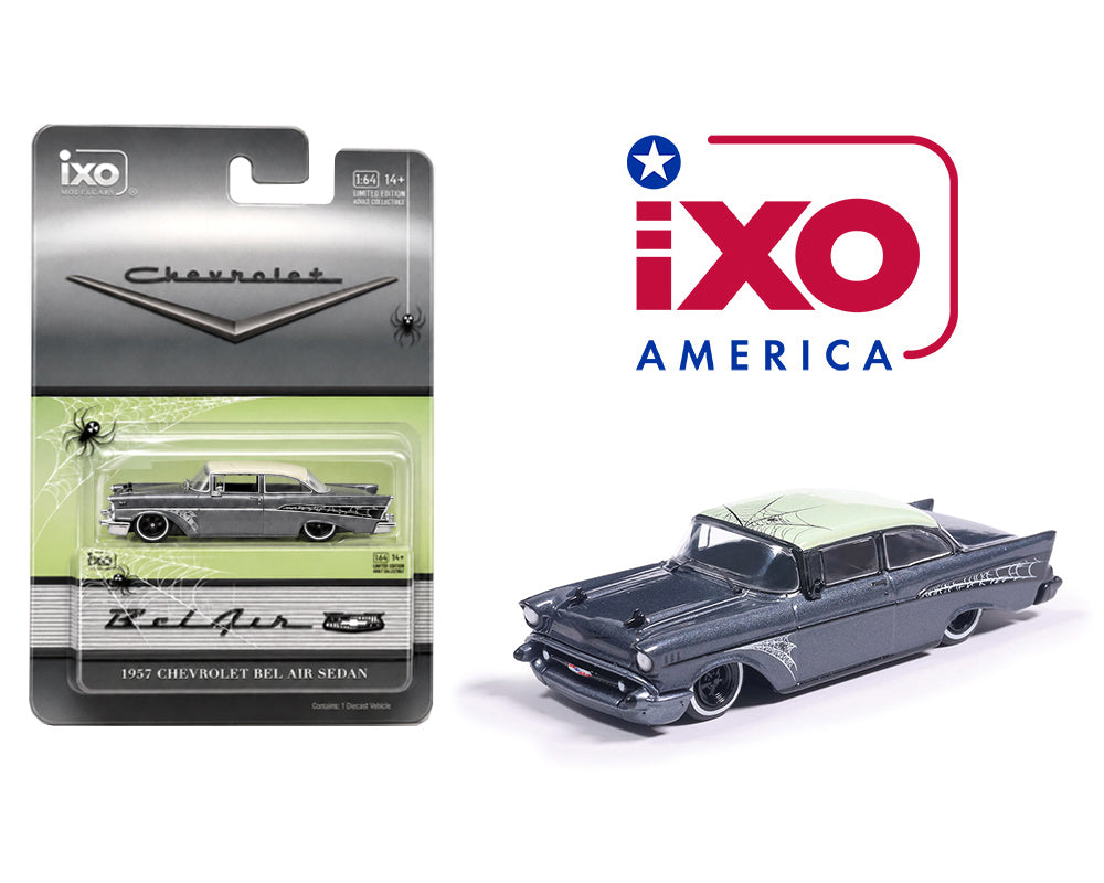 Preorder) IXO Model 1:64 1957 Chevrolet Bel Air Custom Rod Halloween – Grey – Limited Edition