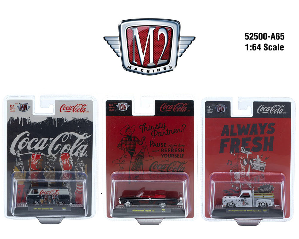 Preorder) M2 Machines 1:64 Coca-Cola 2026 Release A65 Assortment of 3 pcs