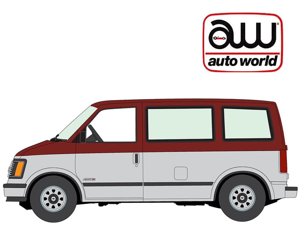 Preorder) Auto World 1:64 2026 Premium Release 4A – 1985 Chevrolet Astro Van – Maroon with Silver