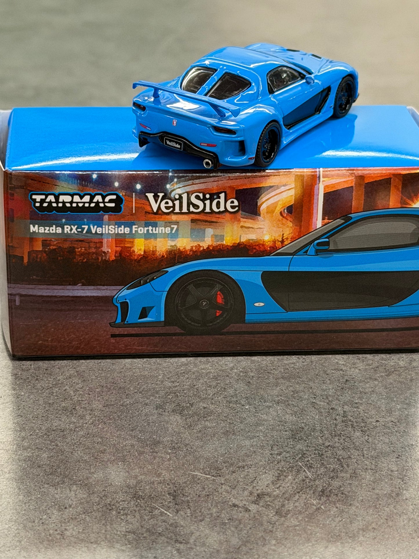 Tarmac Works 1:64 Mazda RX-7 VeilSide Fortune7 – Blue- Global64 – MiJo Exclusives