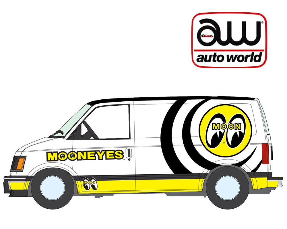 Preorder) Auto World 1:64 2026 Premium Release 5B – 1990 GMC Safari Cargo Van Mooneyes – White