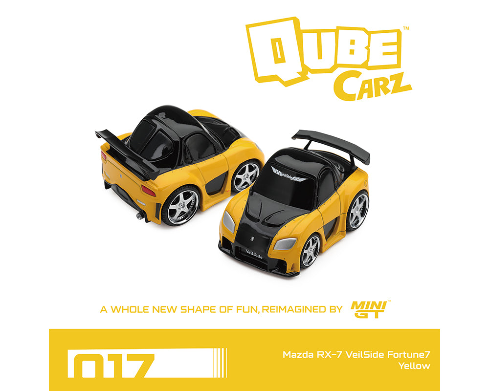 Preorder) Mini GT QubeCarz Series 4 Mazda RX-7 VeilSide Fortune7 Yellow