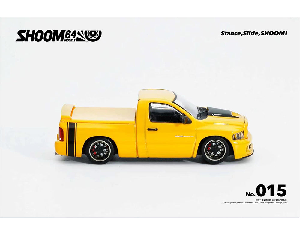 Preorder) SHOOM64 1:64 2003 Dodge Ram SRT-10 Pickup – Yellow – Limited Edition