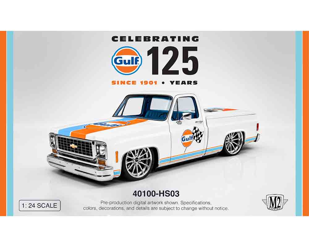 Preorder) M2 Machines 1:24 1973 Chevrolet Custom Deluxe 10 CELEBRATING 125 YEARS GULF – Hobby Exclusives