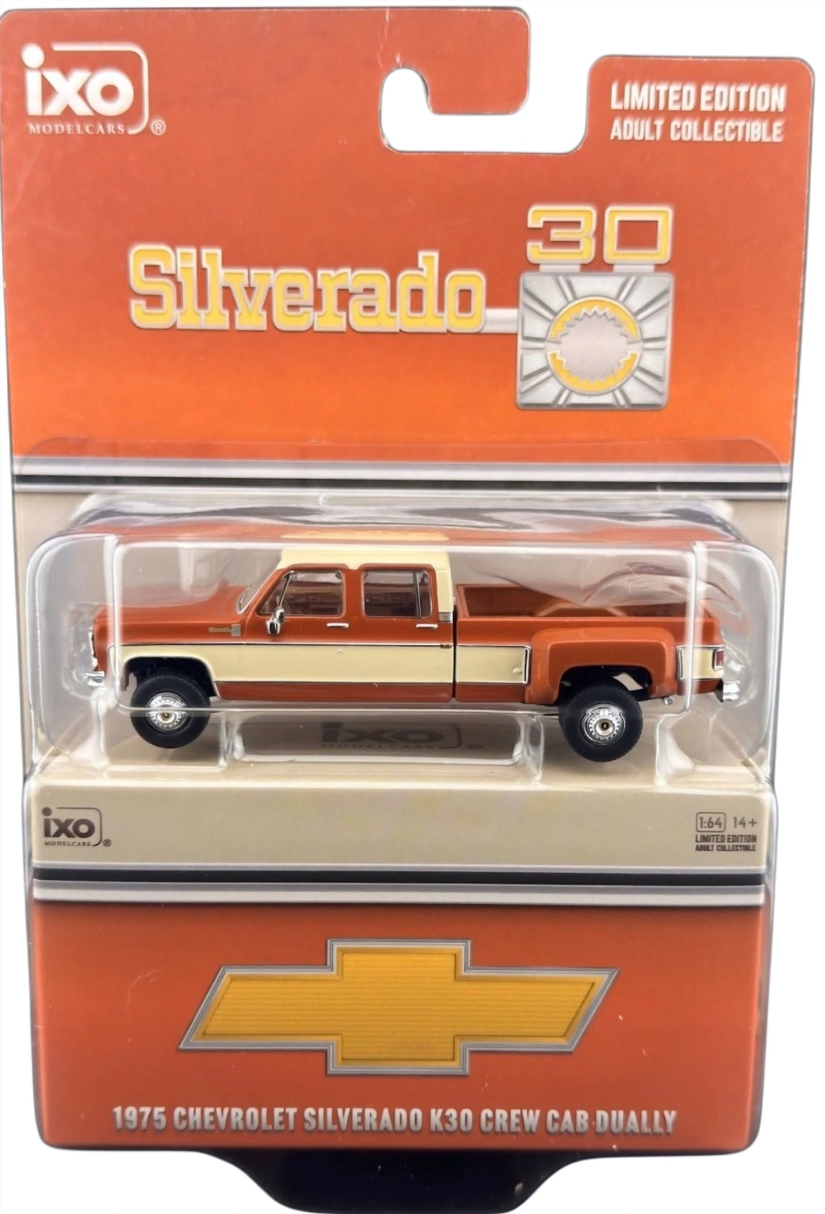 IXO Model 1:64 1975 Chevrolet K30 Crew Dab Dually – Grecian Bronze and Santa Fe Tan Deluxe Two-Tone _ Limited Edition