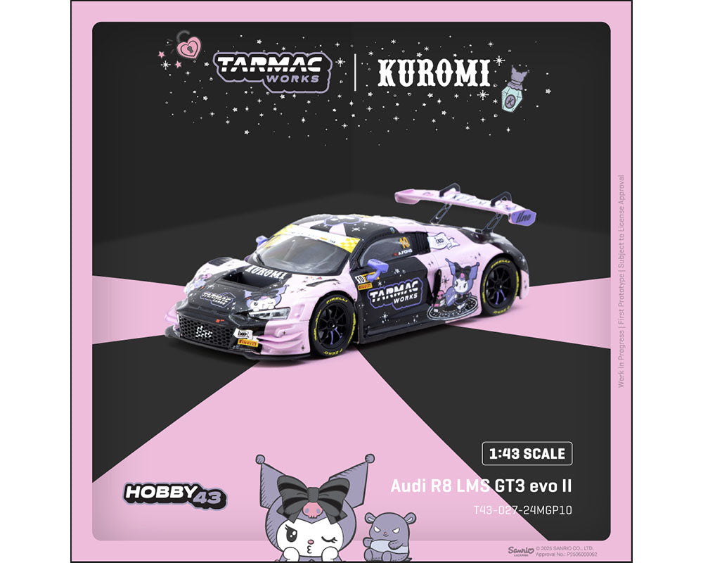 (Preorder) Tarmac Works 1:43 Kuromi Audi R8 LMS GT3 evo II Macau GT Cup – FIA GT World Cup 2024 Uno Racing Adderly Fong