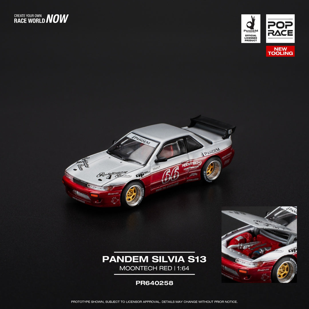 POPRACE 1/64 PANDEM SILVIA S13 - MOONTECH RED PR640258