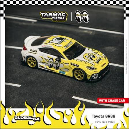 Tarmac Works 1:64 Toyota GR86 MOONEYES – Yellow – Global64 – MiJo Exclusives Limited Edition