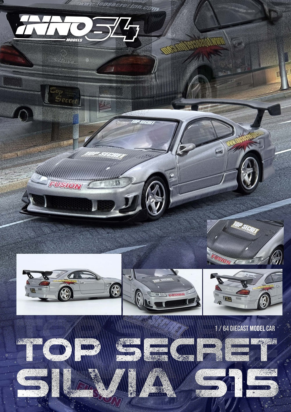 (PREORDER) INNO64 1/64 TOP SECRET SILVIA (S15) Silver