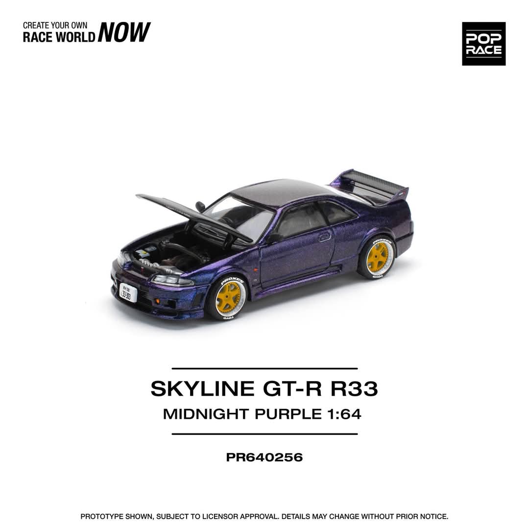 (PREORDER)POPRACE 1/64 SKYLINE GT-R R33 NISMO MIDNIGHT PURPLE PR640256 ETA JANUARY 2026