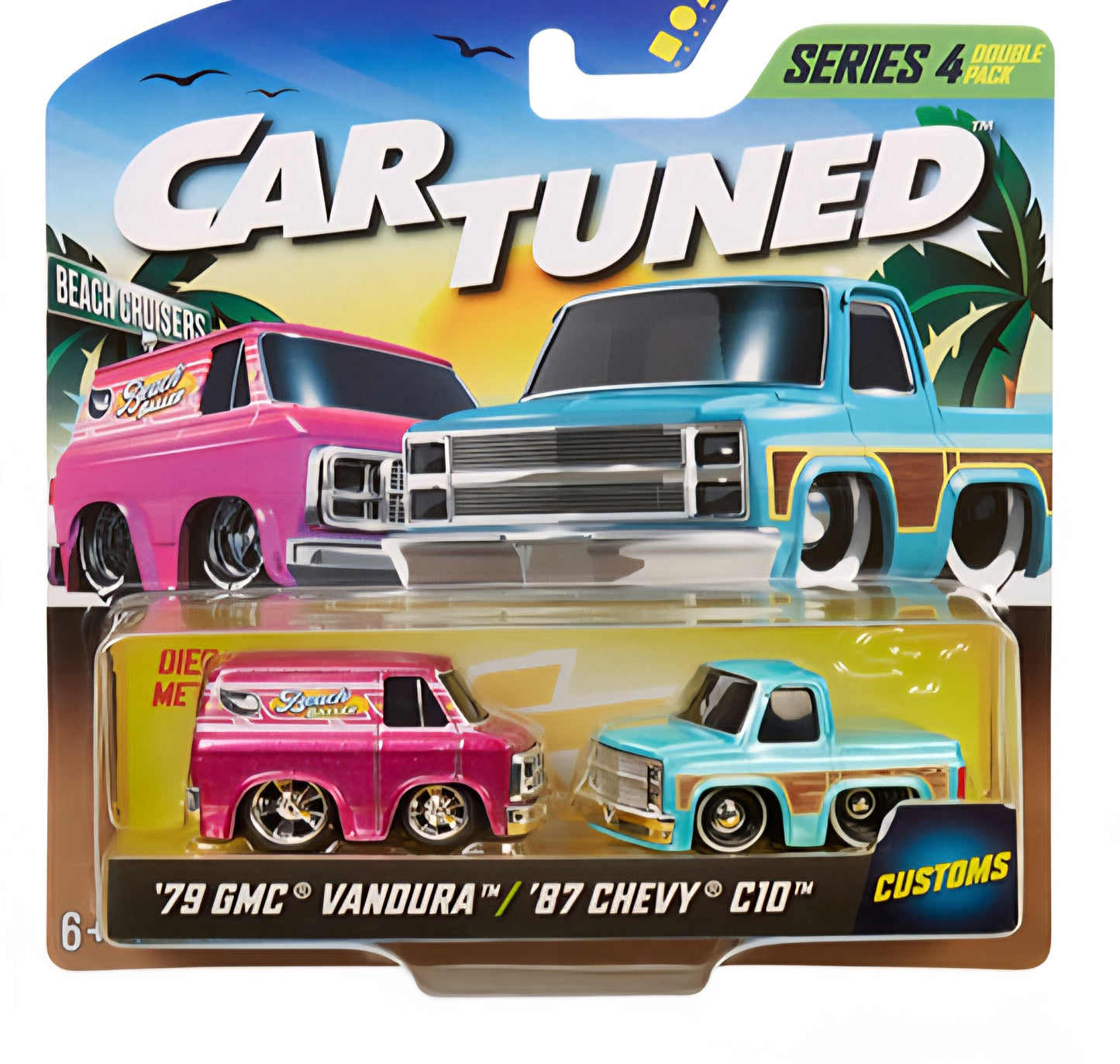 (Preorder) Car Tuned 1:64 2-Pack Series 4 Beach Cruisers – 1979 GMC Vandura & 1987 Chevrolet C10 Pickup July