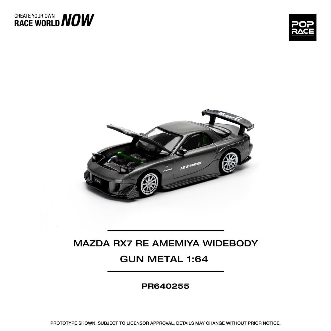 POP RACE 1/64 MAZDA RX7 RE-AMEMIYA - GUN METAL