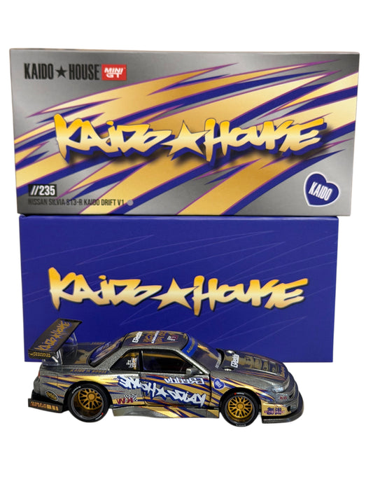 Kaido House x Mini GT Nissan Silvia S13-R Kaido Drift V1 Greddy – Gunmetal Gray