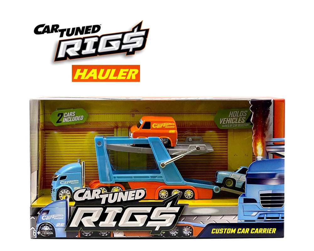 Preorder) CarTuned 1:64 Container Rigs Hauler Series 2 Open Cars Transporter with 2 Vehicles – Racing Set