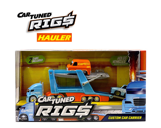 Preorder) CarTuned 1:64 Container Rigs Hauler Series 2 Open Cars Transporter with 2 Vehicles – Racing Set