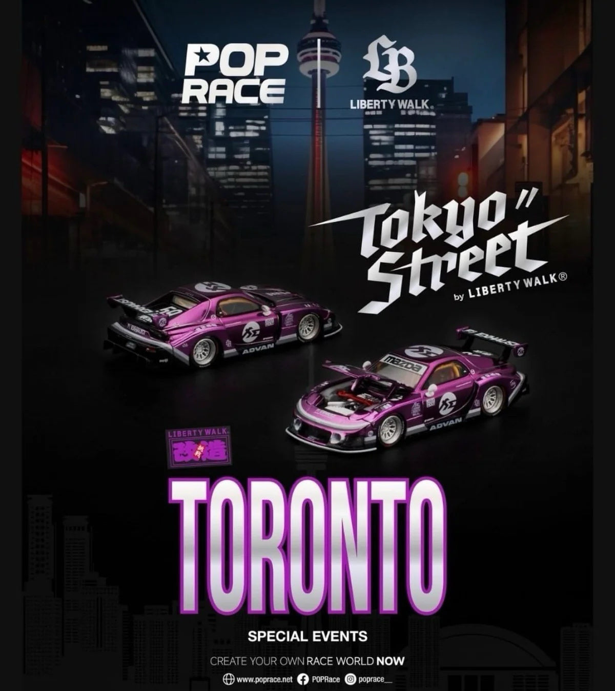 Pop Race 1/64 LB SUPER SILHOUETTE MAZDA RX7 FD3S PURPLE CHROME CDX Version PR640570 Toronto