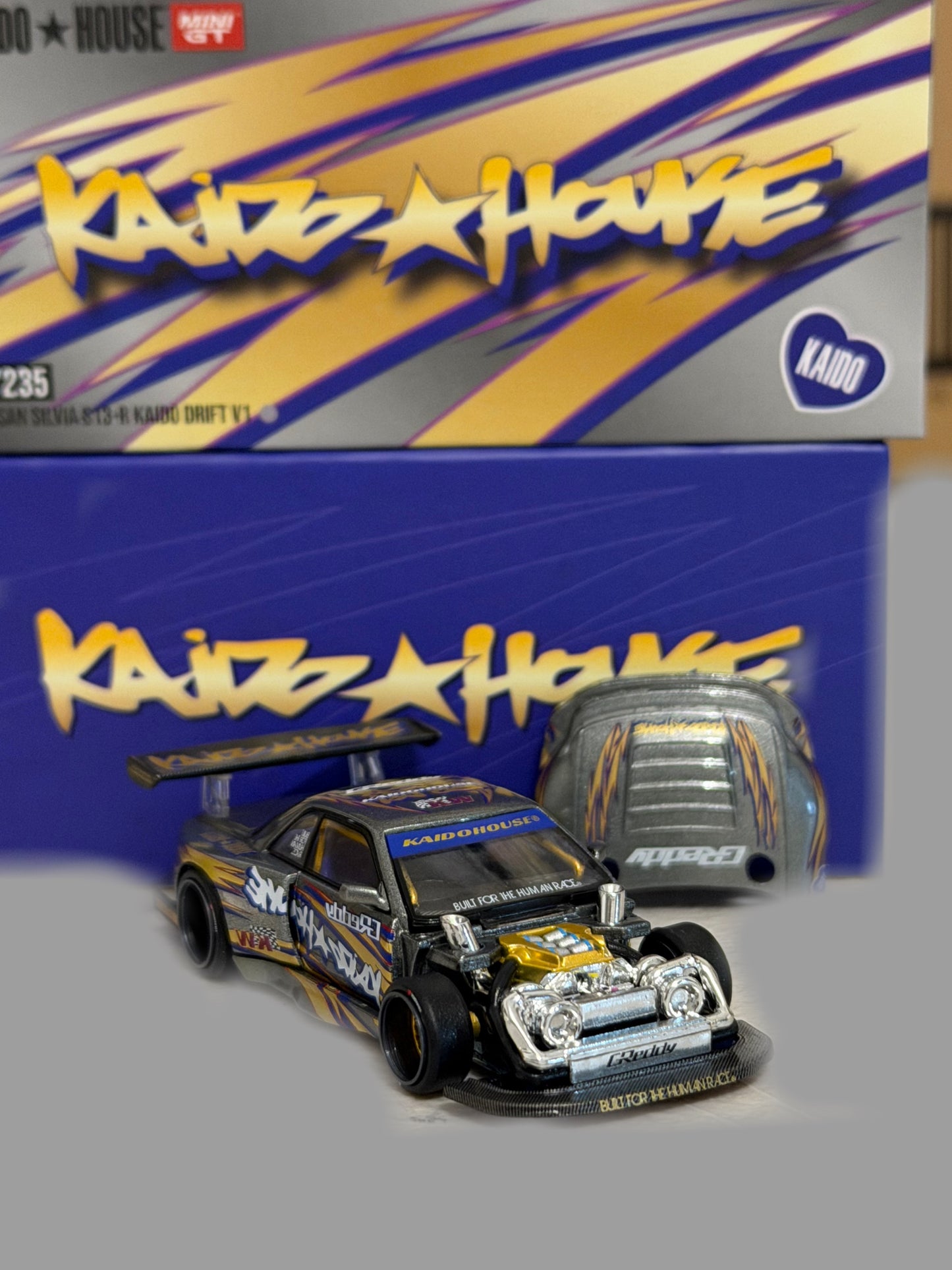 Kaido House x Mini GT Nissan Silvia S13-R Kaido Drift V1 Greddy – Gunmetal Gray