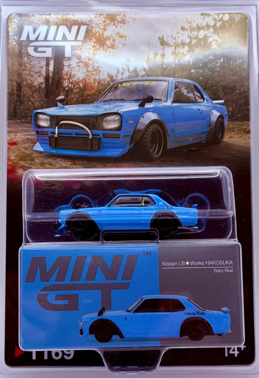 Mini GT 1:64 Nissan LB★Works HAKOSUKA – Baby Blue