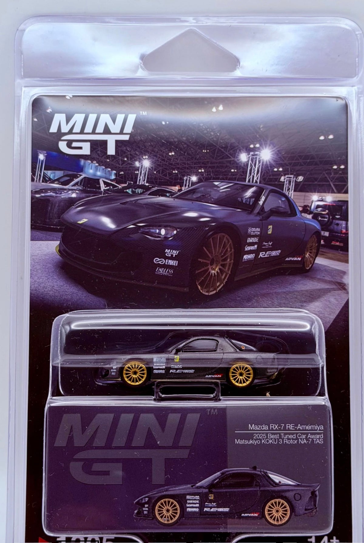 Mini GT 1:64 Mazda RX-7 RE-Amemiya Matsukiyo KOKU 3 Rotor NA-7 TAS 2025 Best Tuned Car Award – Carbon