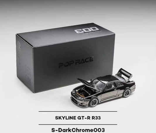 Pop Race Nissan Skyline GT-R R33 Dark Chrome PRDC003 1/64