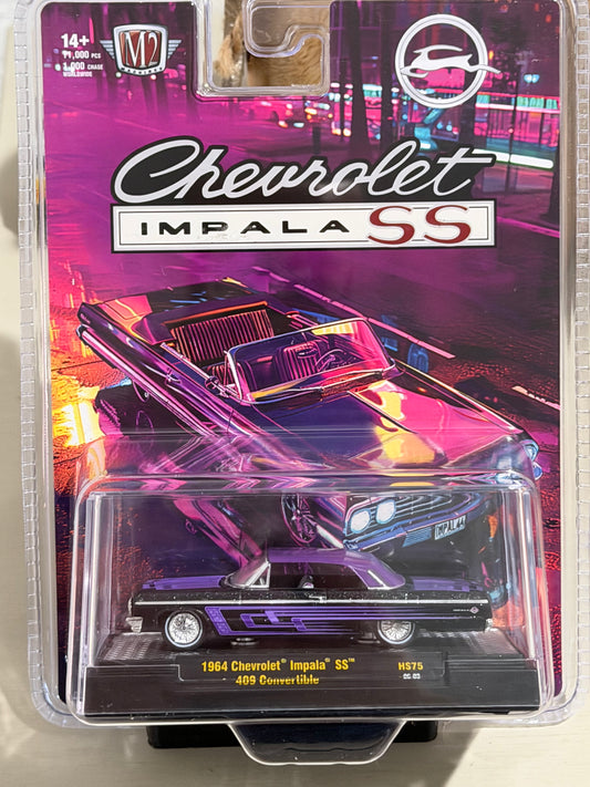 M2 Machines 1:64 1964 Chevrolet Impala SS 409 Convertible – Black – Hobby Exclusive