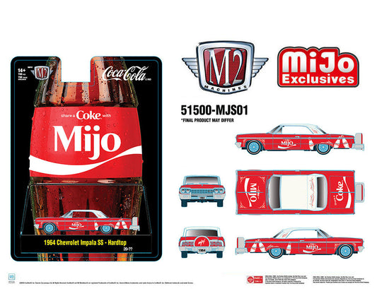 Preorder) M2 Machines 1:64 Coca Cola ” Share A Coke with Mijo” 1964 Chevrolet Impala SS Lowriders – Special Edition – MiJo Exclusives
