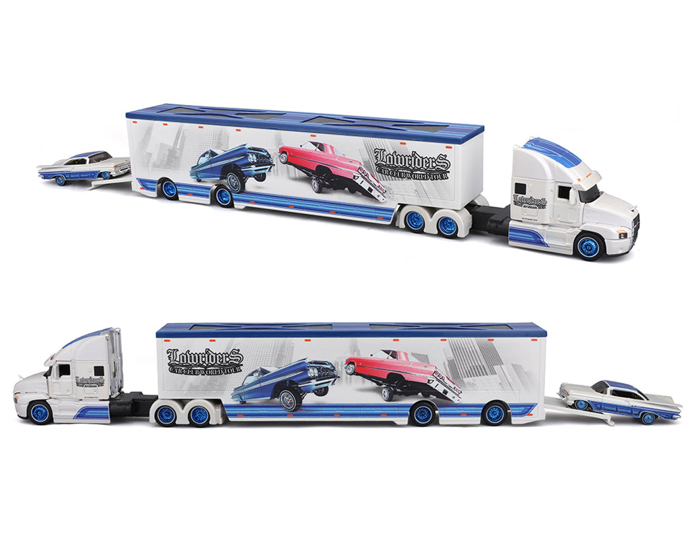 Preorder) Maisto 1:64 Mijo Exclusives Mack Anthem & 1959 Chevrolet Impala SS – LOWRIDERS- Design Transporters