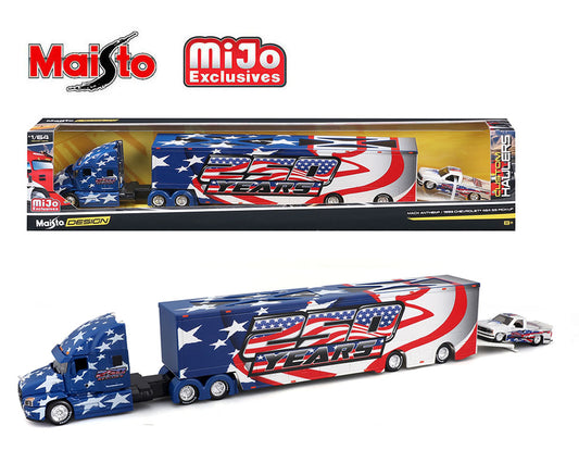 Preorder) Maisto 1:64 Mijo Exclusives Mack Anthem & 1993 Chevrolet 454 SS Pick-Up Truck – America 250th Year – Design Transporters