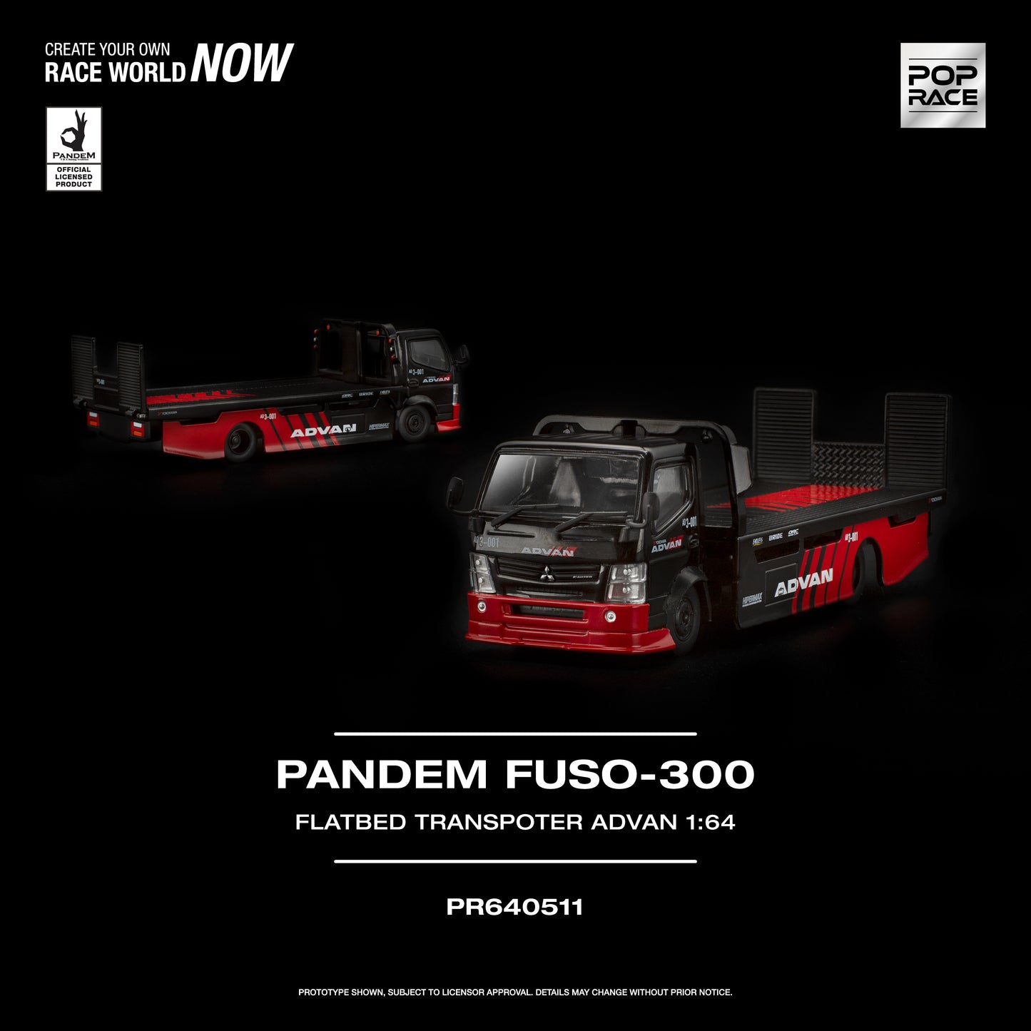 (Preorder)Pop Race PANDEM FUSO 300 FLATBED TRANSPORTER ADVAN
