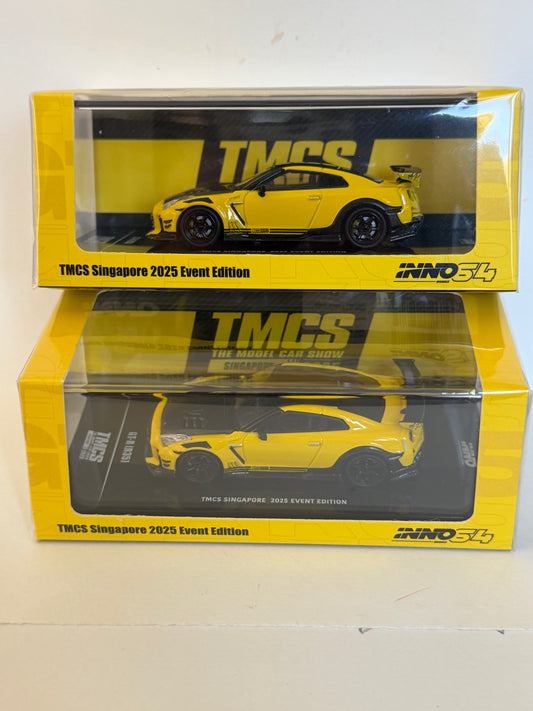 NISSAN GT-R (R35) RHD YELLOW TMCS SINGAPORE 1/64 INNO MODELS IN64-R35TS-TMCSS25