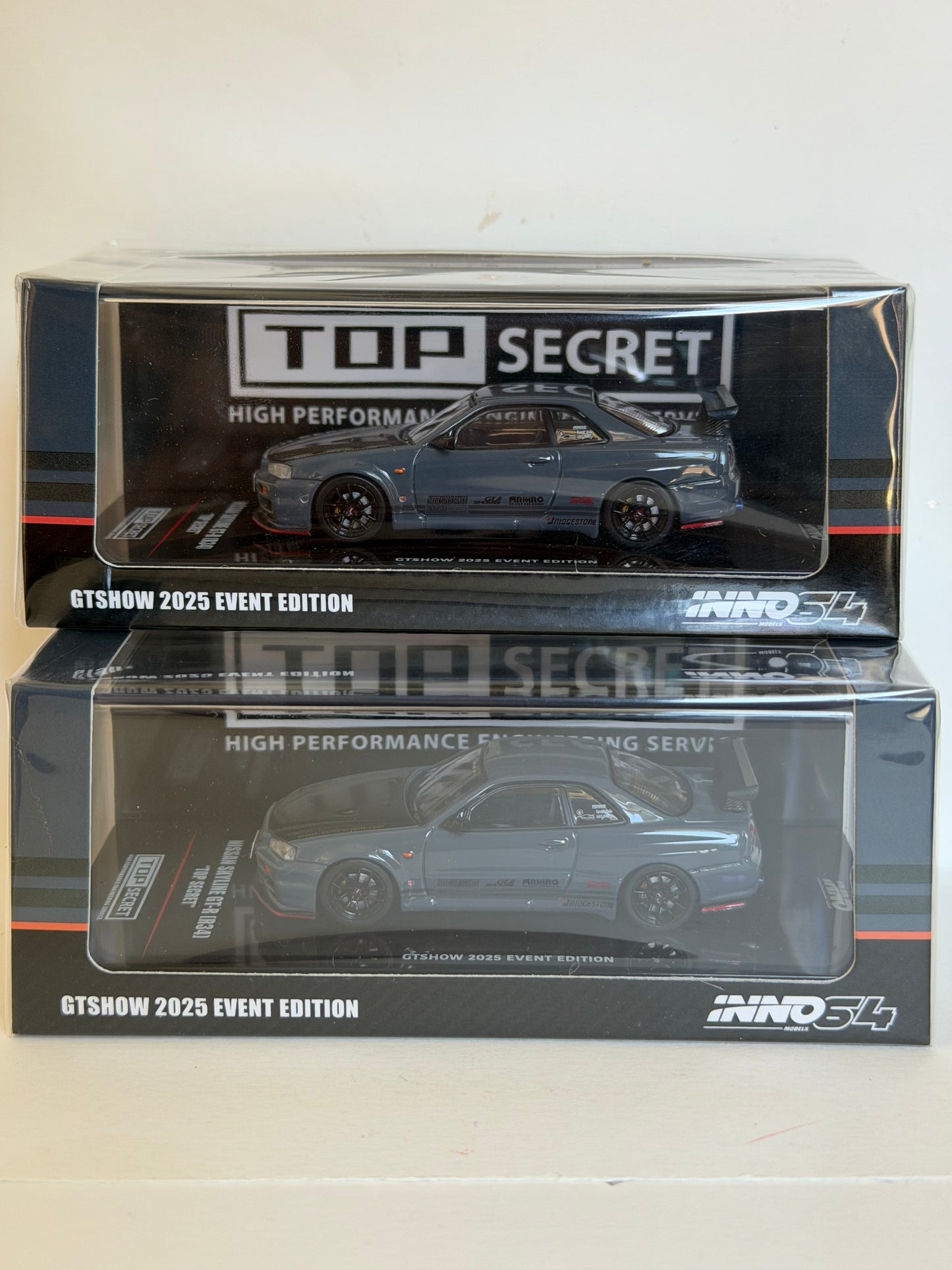 INNO64 1:64 Nissan Top Secret GT-R R34 Stealth Gray Tokyo Auto Salon HK 2025