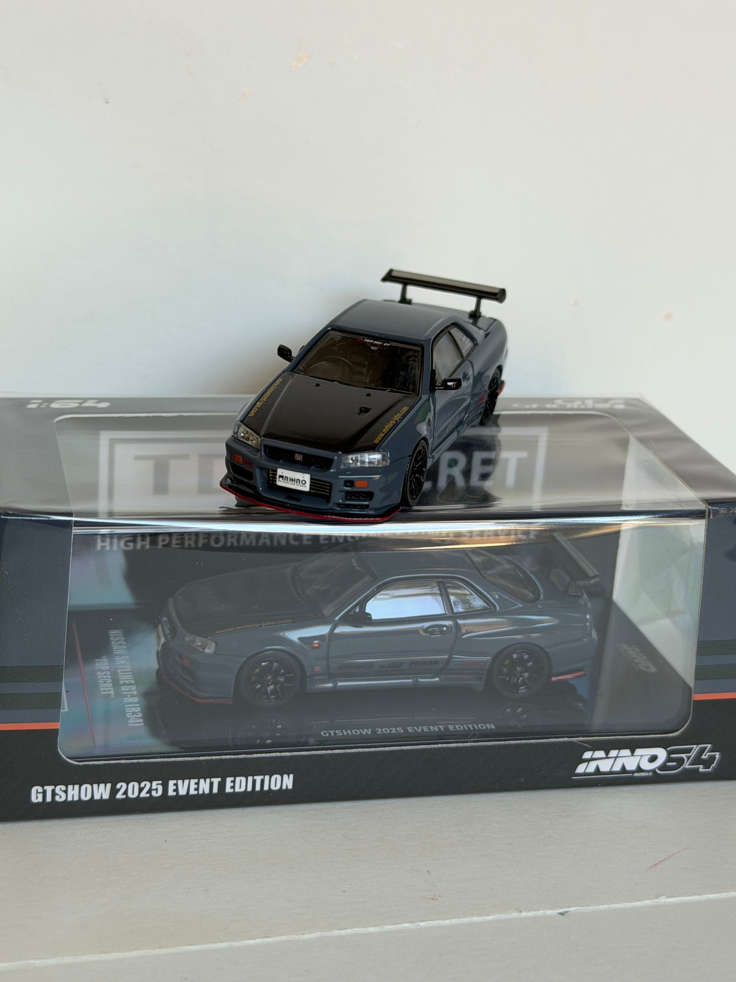 INNO64 1:64 Nissan Top Secret GT-R R34 Stealth Gray Tokyo Auto Salon HK 2025