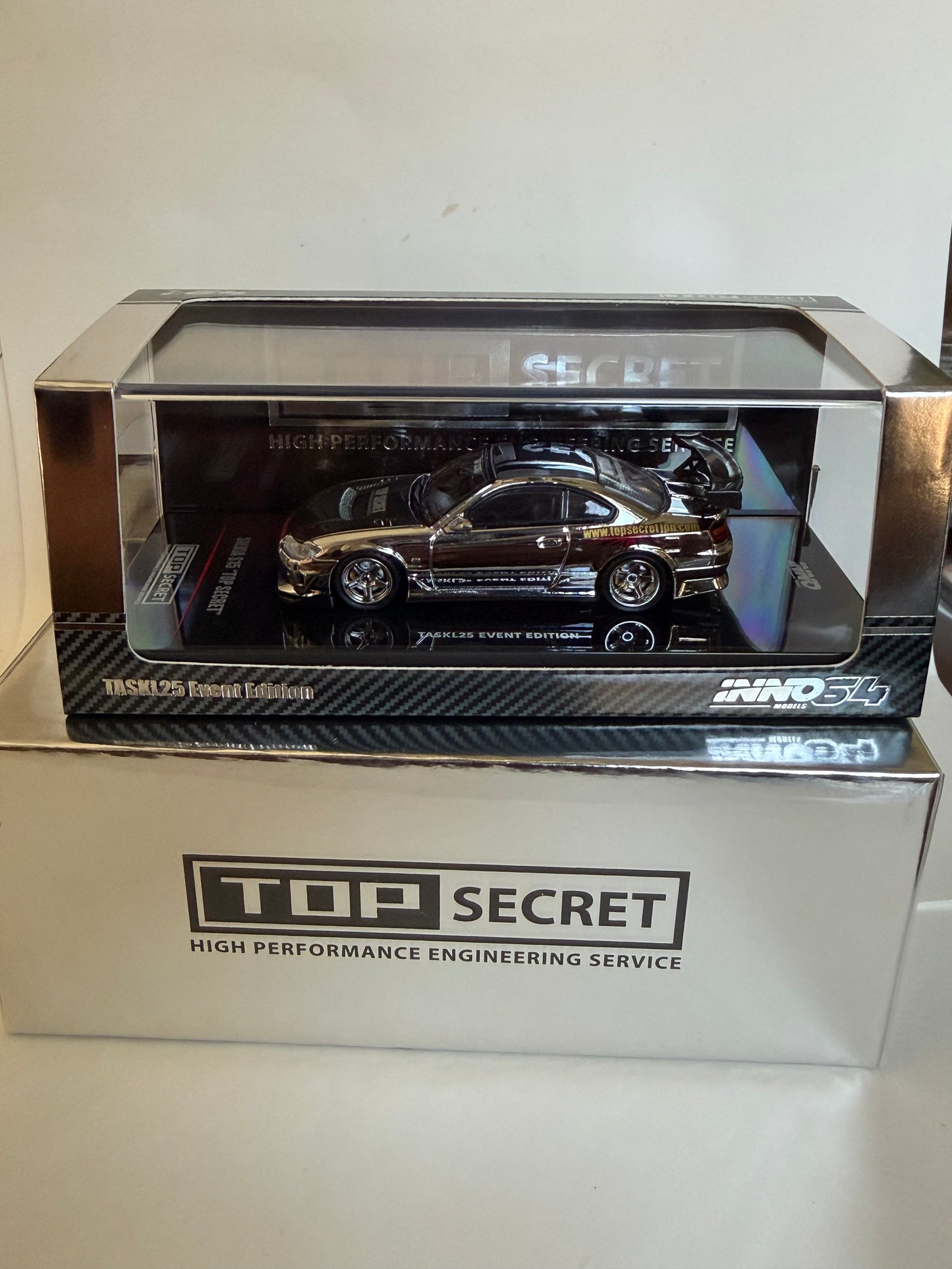 Inno64 Nissan Silvia S15 Top Secret Chrome Silver TASKL 2025 IN64-S15TS-TASKL25 1/64 Diecast