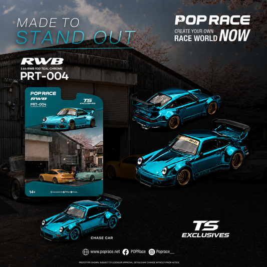 (Preorder) POPRACE x TS Exclusives 1/64 RWB 930 TEAL CHROME