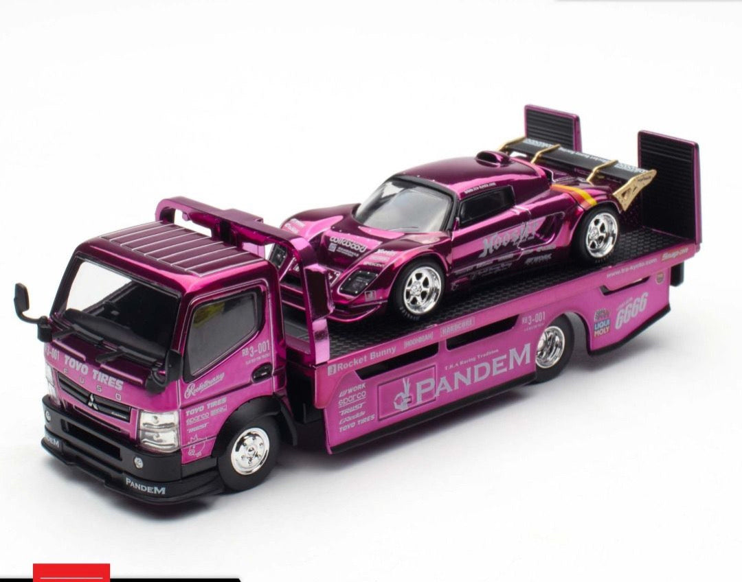 Pop Race 1:64 Pandem Lotus Elise & Truck Chrome Purple Rocket Bunny Set HEC 2026