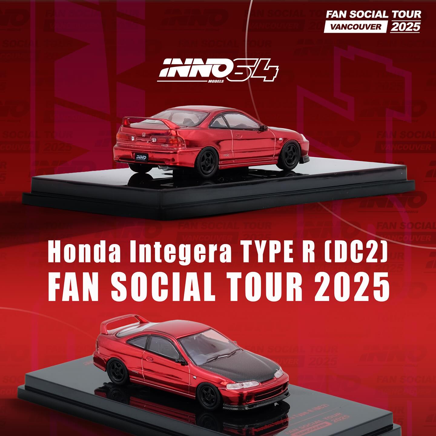 Inno64 1:64 Honda Integera TYPE R (DC2) VANCOUVER FAN SOCIAL TOUR 2025