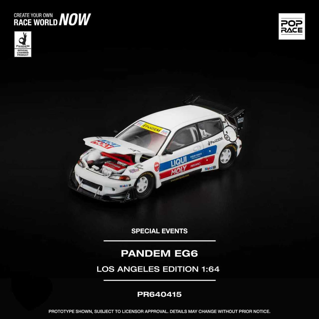 Pop Race 1:64 Pandem Civic EG6 White R64-415
