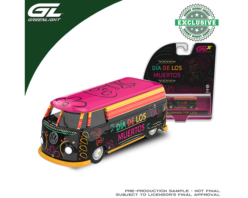 Preorder) Greenlight 1:64 Volkswagen type 2 Dia De Los Muertos 2026 – Black Pink – Hobby Exclusive