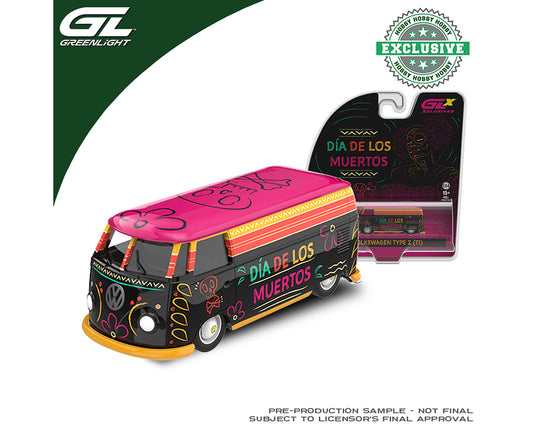 Preorder) Greenlight 1:64 Volkswagen type 2 Dia De Los Muertos 2026 – Black Pink – Hobby Exclusive