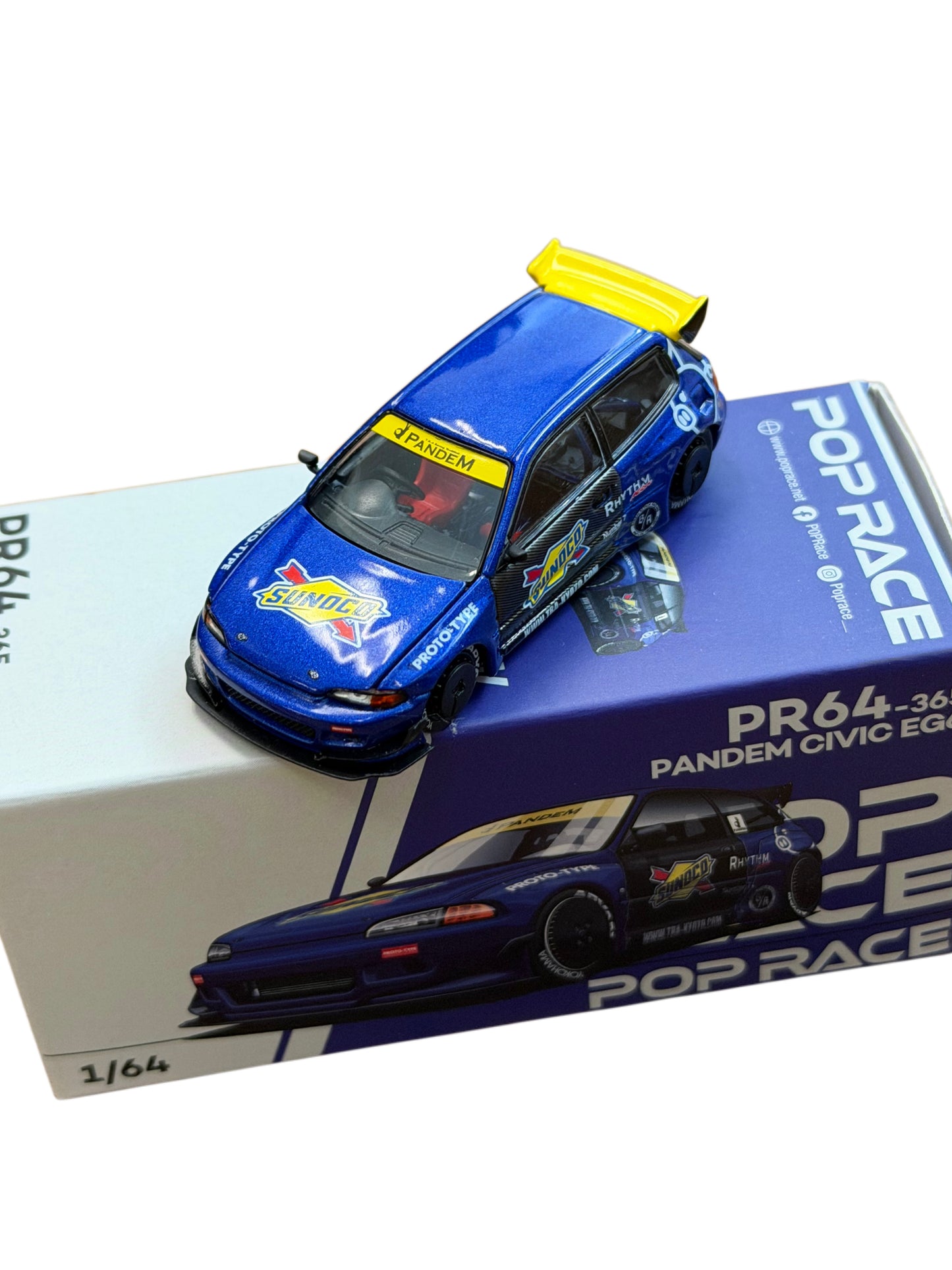 POP RACE 1/64 PANDEM CIVIC EG6 BLUE/BLACK PR640365 “Sunoco”