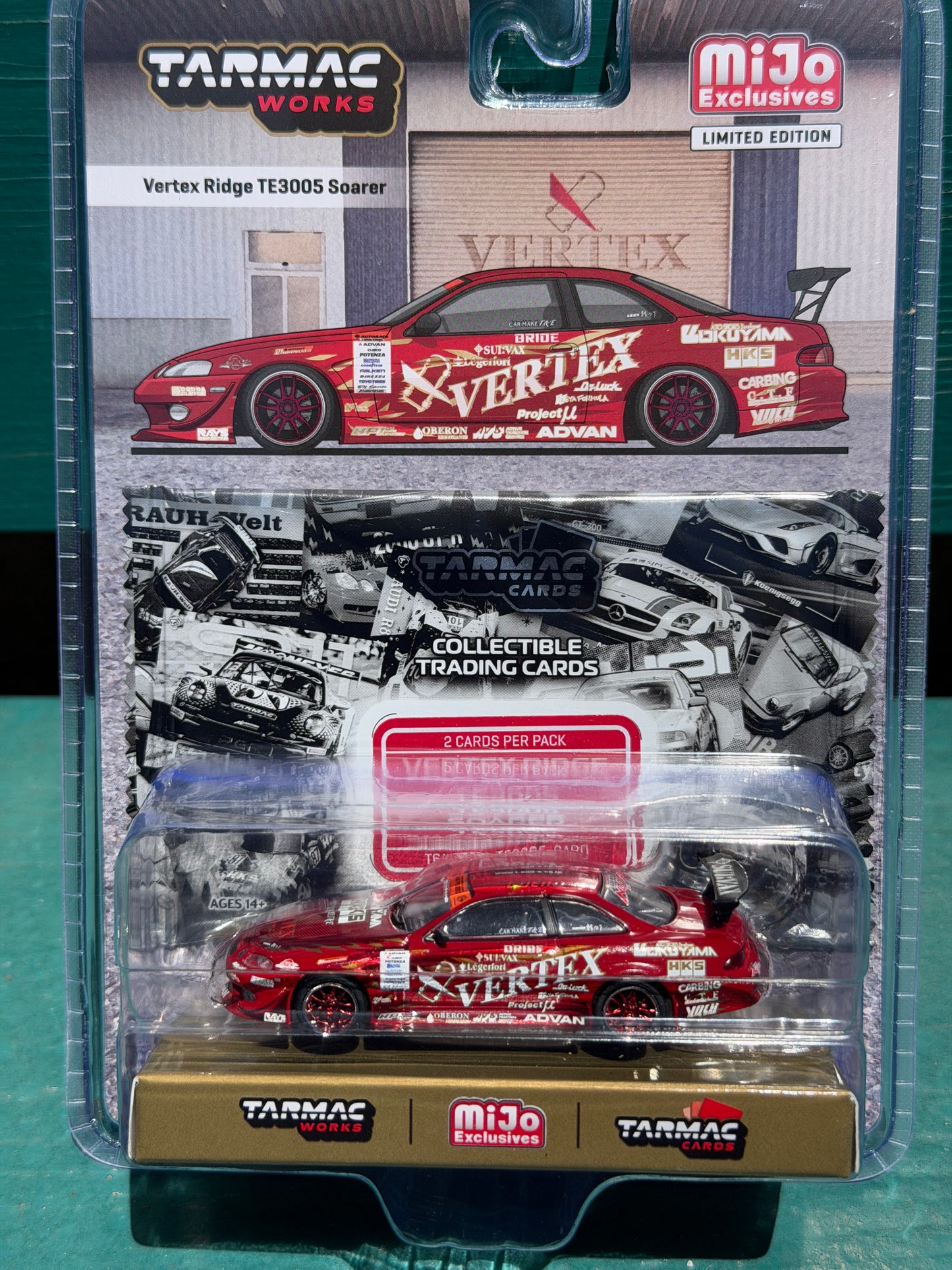 Tarmac Works 1:64 Vertex Ridge TE3005 Soarer with Trading Card – Red – Global64