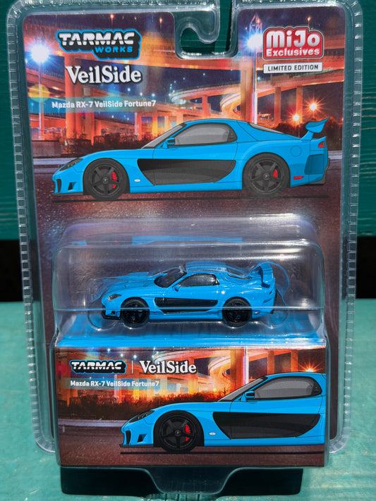 Tarmac Works 1:64 Mazda RX-7 VeilSide Fortune7 – Blue- Global64 – MiJo Exclusives