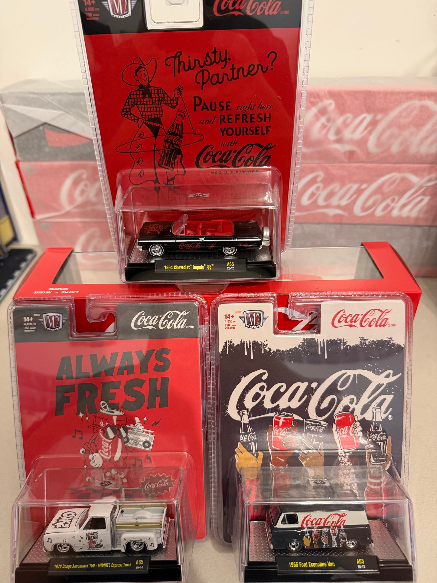M2 Machines 1:64 Coca-Cola 2026 Release A65 Assortment of 3 pcs