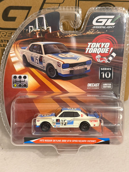 Greenlight Tokyo Torque S10 1972 Nissan Skyline 2000 GT-R (KPGC10)(50th Victory)