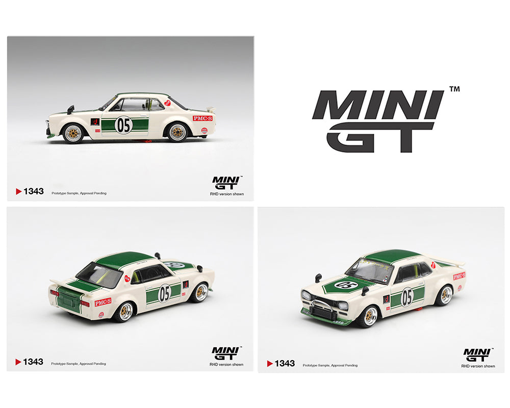 Preorder) Mini GT 1:64 Nissan Skyline LB-WORKS “HAKOSUKA” – White / Green- Limited Edition