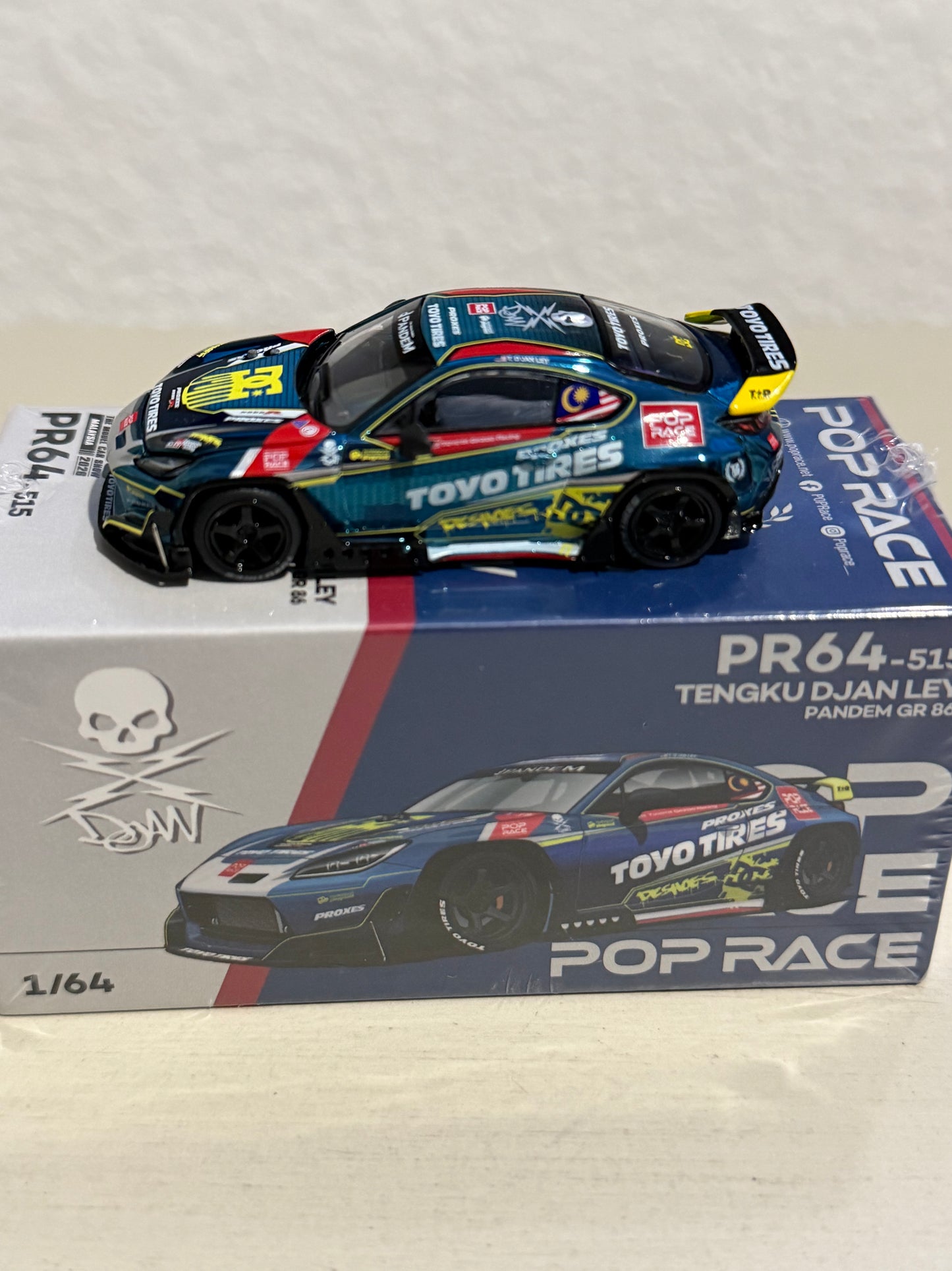 Pop Race 1:64 Pandem GR86 Tengku Djan Ley Chrome Blue 2026 TMCS Diecast Model