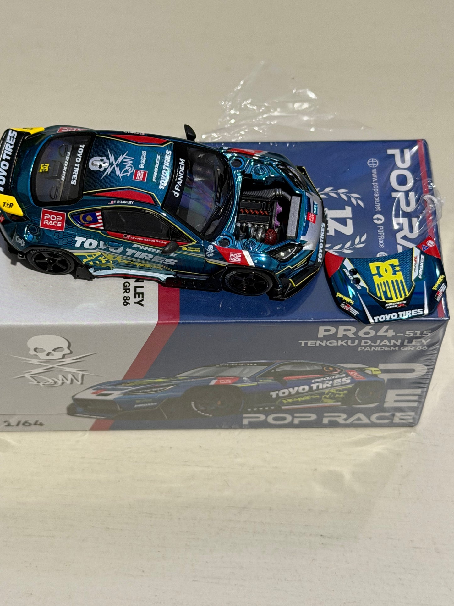 Pop Race 1:64 Pandem GR86 Tengku Djan Ley Chrome Blue 2026 TMCS Diecast Model