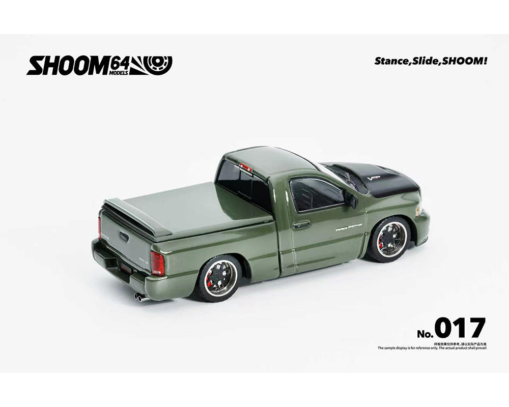 Preorder) SHOOM64 1:64 2003 Dodge Ram SRT-10 Pickup – Green Metallic – Limited Edition
