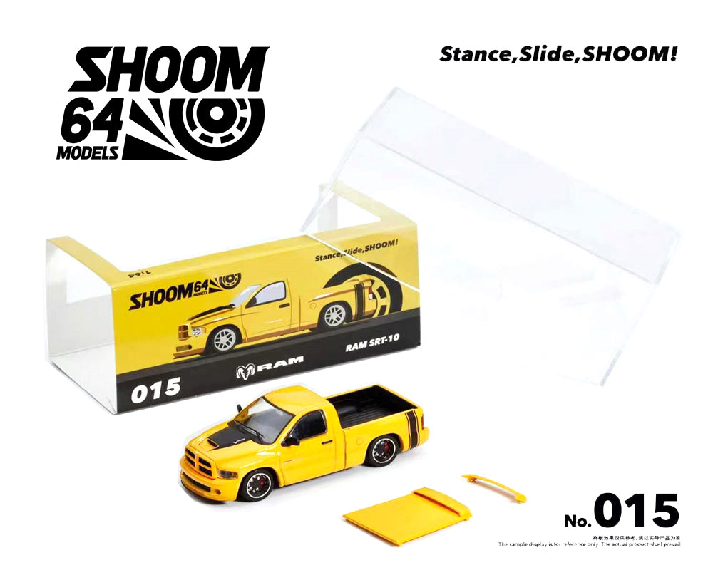 Preorder) SHOOM64 1:64 2003 Dodge Ram SRT-10 Pickup – Yellow – Limited Edition